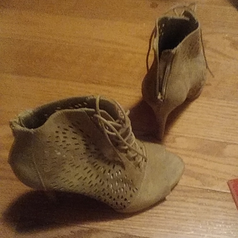 High heel micro suede peep toe bootie